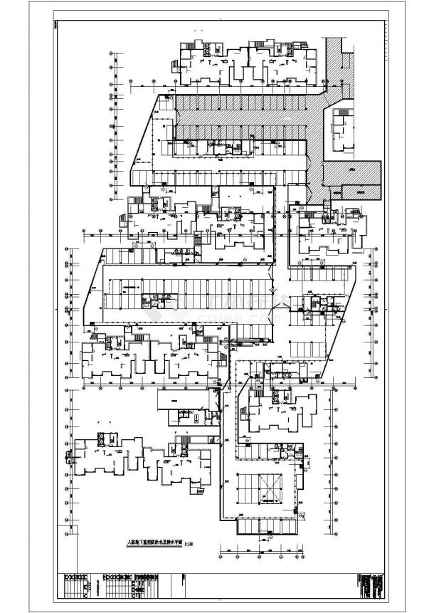 杭州市某大型百汇商场人防地下室给排水系统设计CAD图纸-图一