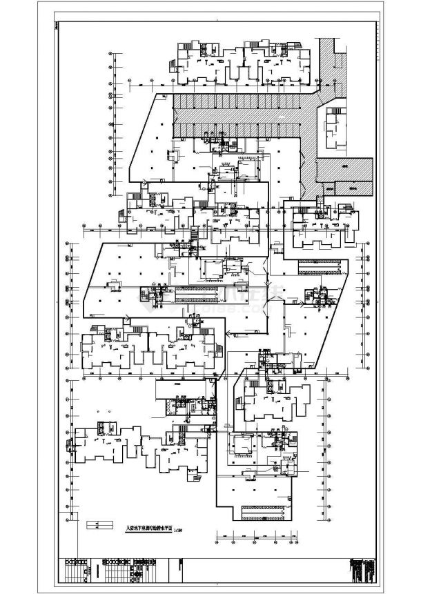 杭州市某大型百汇商场人防地下室给排水系统设计CAD图纸-图二