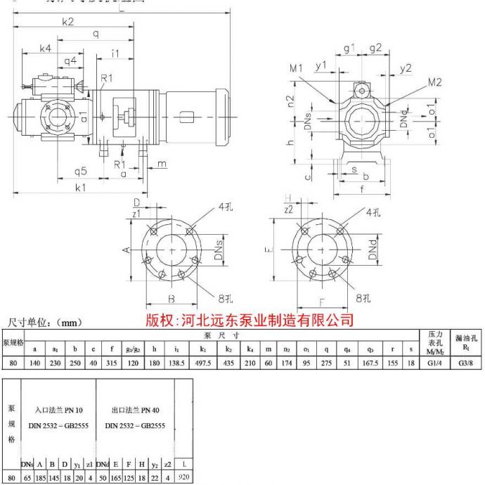 重油装船泵SNF80R54U12.1W21三螺杆泵外形尺寸图_图1