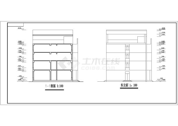 装修设计周口市某四层综合办公楼CAD结构设计施工图纸-图一