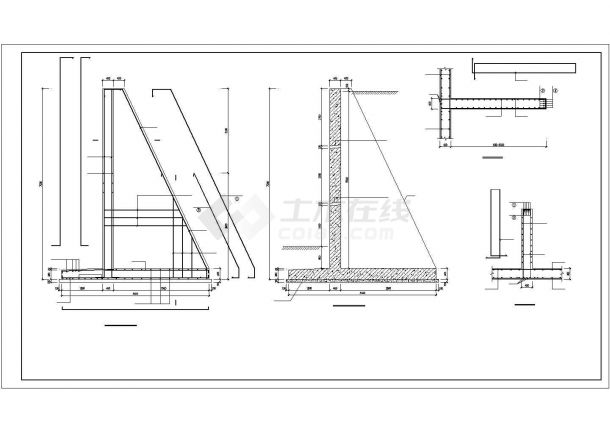 典型悬臂式挡土墙和扶壁式挡土墙设计cad结构施工图（甲级院设计）-图二