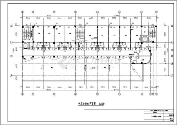 嘉兴市南孚路某小区十层酒店式公寓住宅楼给排水系统设计CAD图纸-图一