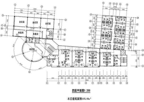 某城市的五层U字型酒店方案建筑规划图CAD-图二