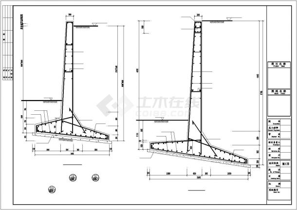 典型毛石和悬臂式挡土墙设计cad图纸合集（含设计说明，含毛石挡土墙结构大样）-图一