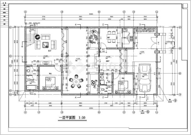 龙湖别院落1号设计全套施工cad图-图二