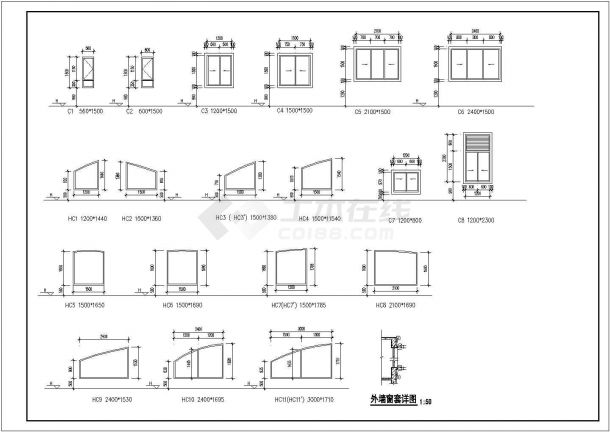 某地区晶都国际六层单元式住宅楼建筑工程设计施工图（含平立剖、厨房及窗户大样）-图一