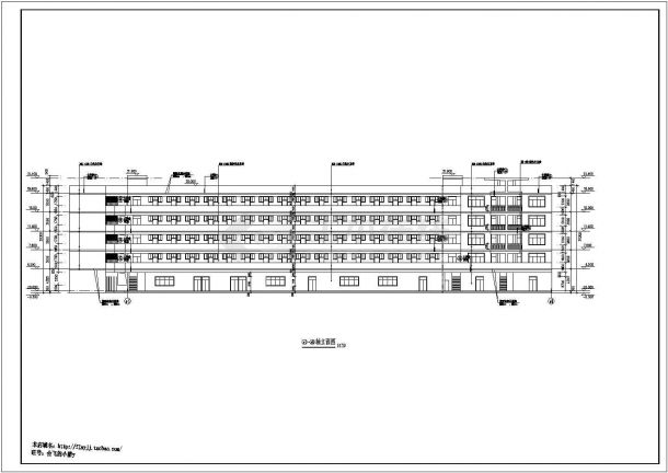 某地区科学院大学五层L型学生宿舍楼建筑工程设计cad图（含卫生间、阳台布置图）-图一