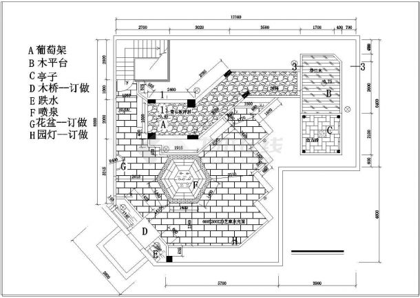 21套屋顶花园CAD施工图（11）-图一