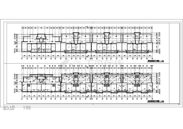 阜阳市碧桂园小区7层砖混结构住宅楼给排水平面设计CAD图纸（含机房层）-图一