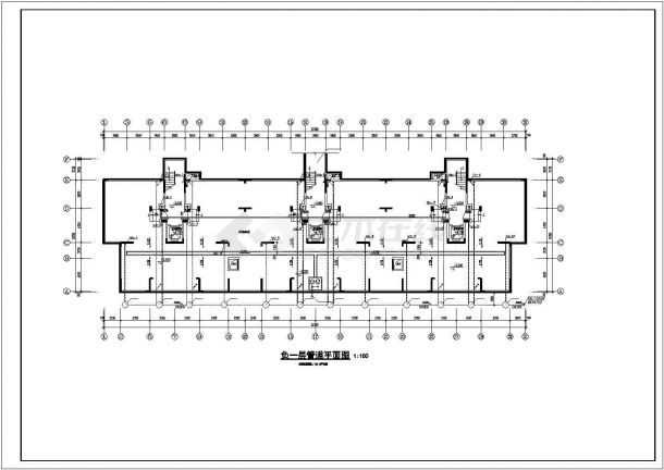 长春市月蓝湾居住区11层框架结构住宅楼给排水平面设计CAD图纸-图一