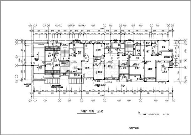 松原市市区某高档小区内6层住宅楼设计装修CAD图-图一