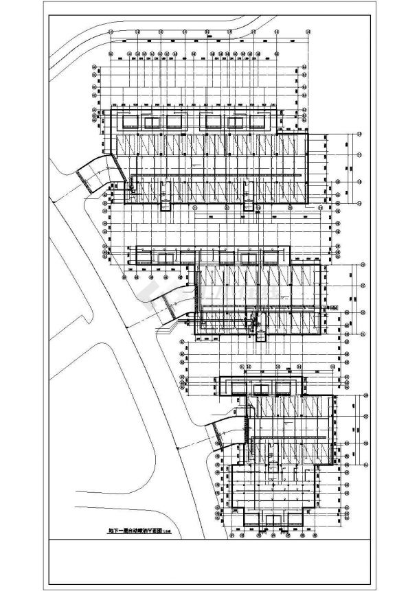 沈阳市万达购物商城地下停车场给排水消防喷淋平面设计CAD图纸-图二