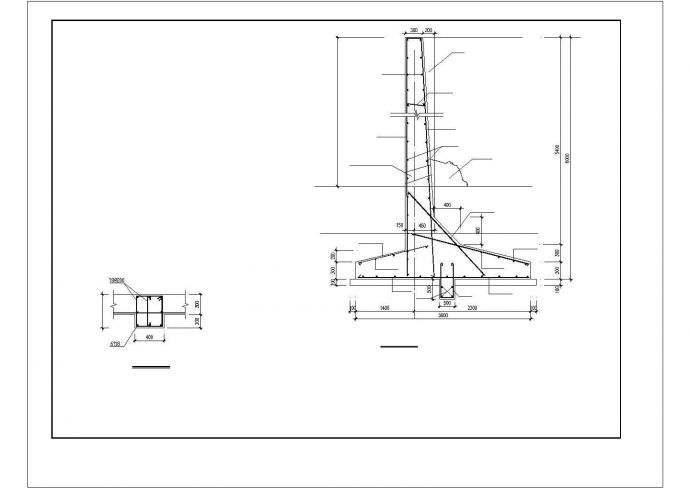 某3-4米高钢筋混凝土挡土墙设计cad施工大样图（含设计说明）_图1