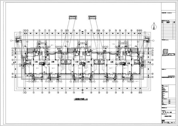 湖州市天朗御湖小区6+1层砖混住宅楼给排水平面设计CAD图纸（三栋楼）-图一