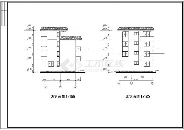 102平方米四层农村住宅设计cad图，含设计说明-图二