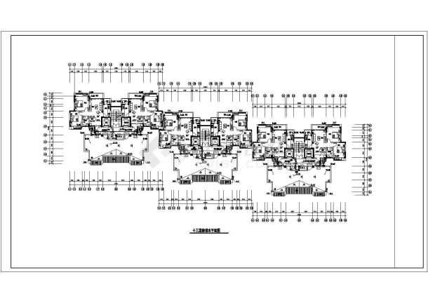 扬州市世纪星城小区12层框架住宅楼给排水平面设计CAD图纸-图二