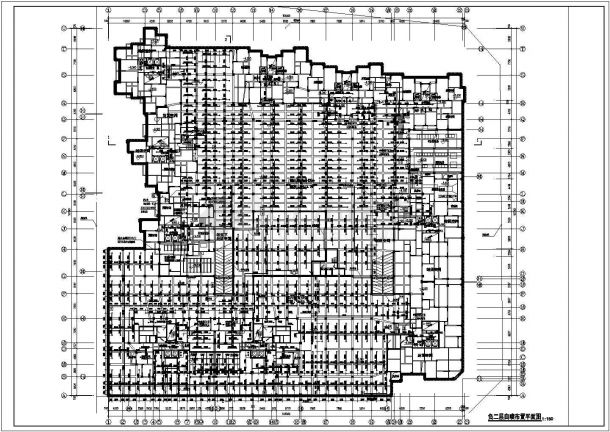 佛山市天悦花园小区地下2层停车库给排水消防和自喷平面设计CAD图纸-图二