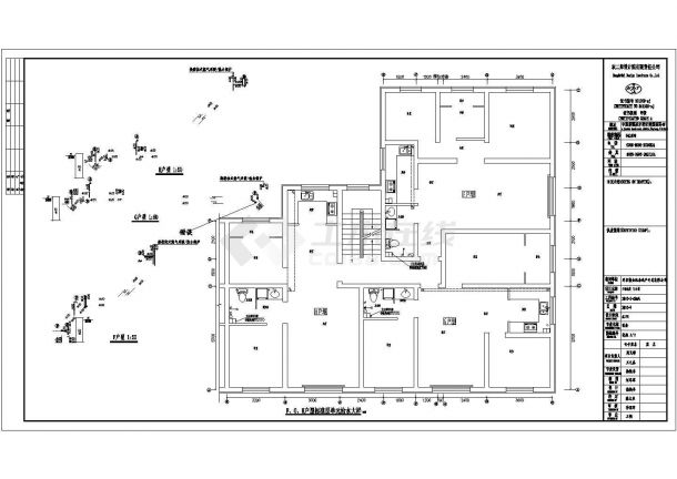 乌鲁木齐金阳小区6500平米6层框混结构住宅楼给排水平面设计CAD图纸-图二