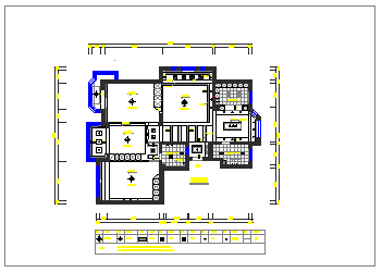 三室二厅两卫室内cad装修设计平面施工图-图二
