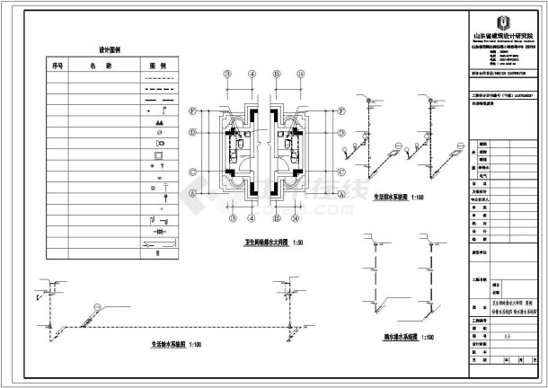 汉中市怡丽佳苑居住区2层入口大门水暖系统全套设计CAD图纸-图一