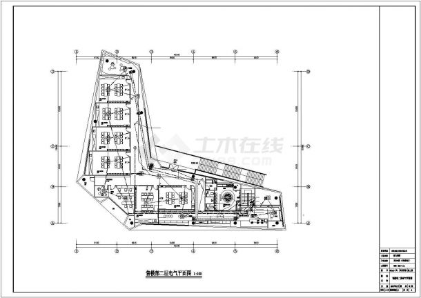 武汉市某新建楼盘1140平米2层框架结构售楼部全套电气平面设计CAD图纸-图一