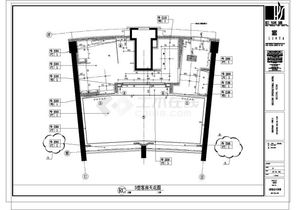 北京国际大酒店D型客房装修设计建施cad图纸-图一