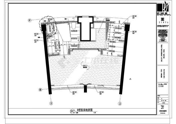 北京国际大酒店D型客房装修设计建施cad图纸-图二