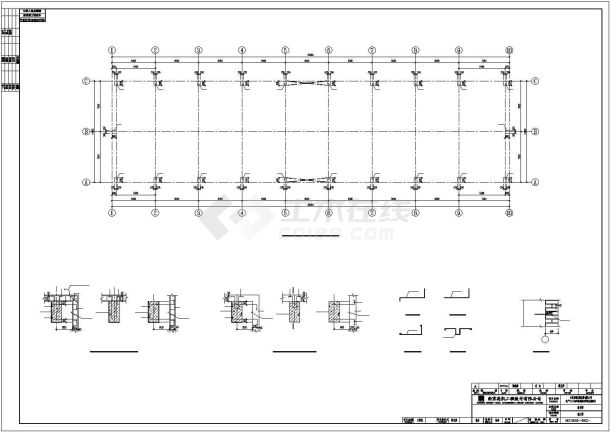 某单层排架结构备件库结构建筑设计方案CAD图纸-图一