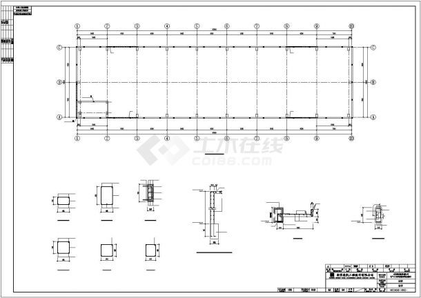 某单层排架结构备件库结构建筑设计方案CAD图纸-图二