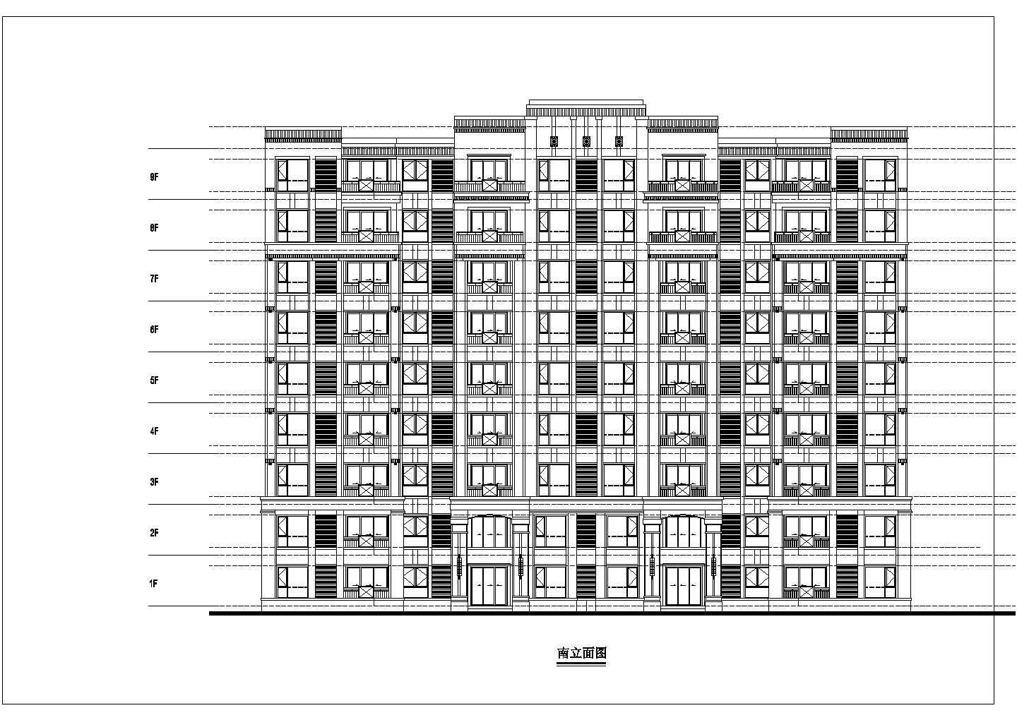 贵阳市丽锦花园小区9层框架结构住宅楼平立面设计CAD图纸