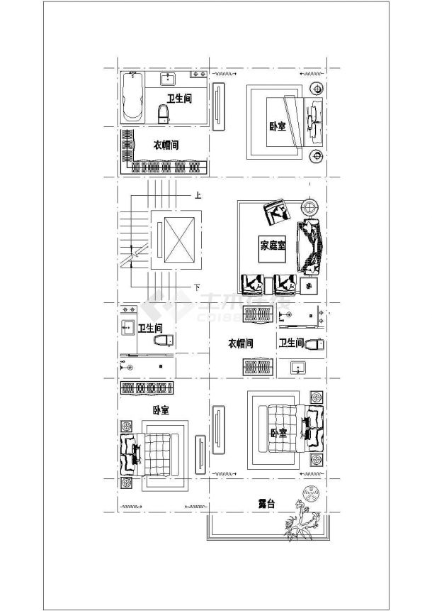 成都某小区515平米三层框混结构豪华别墅平面设计CAD图纸（含地下室）-图二