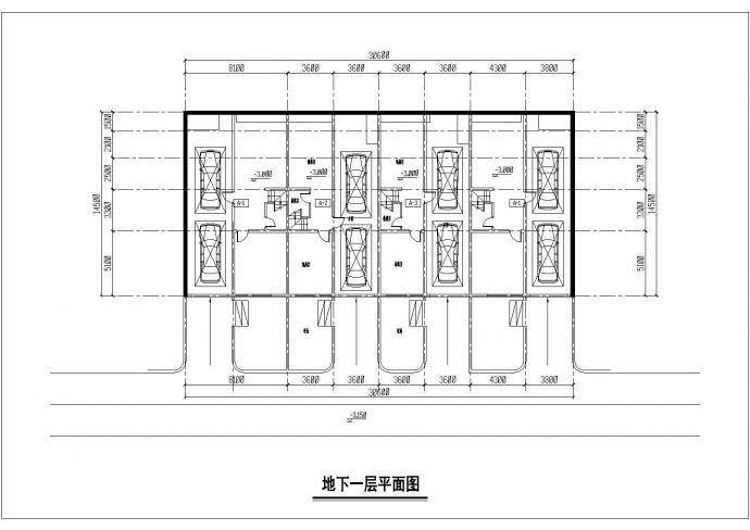汾阳市某小区1300平3层框架联排式住宅楼建筑设计CAD图纸（含地下室）_图1