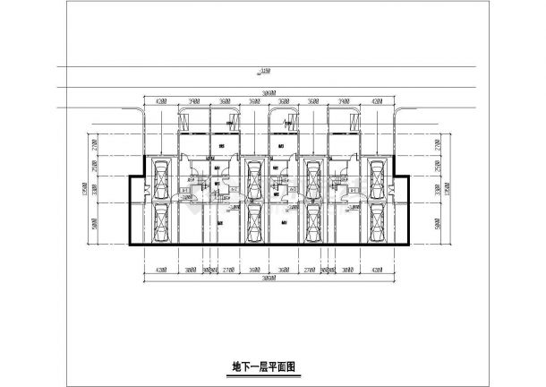汾阳市某小区1300平3层框架联排式住宅楼建筑设计CAD图纸（含地下室）-图二