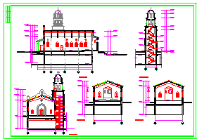 英伦建筑风格教堂设计建筑cad图纸-图二