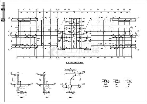 某五层办公楼框架结构设计施工CAD图纸-图二