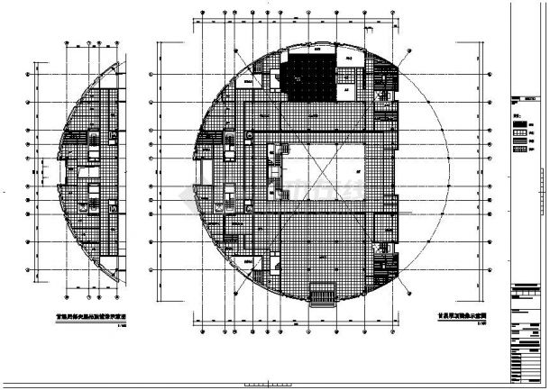 山西三层市级圆形平面博物馆建筑施工图-图一