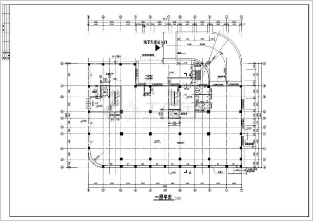 一栋办公小高层建筑设计方案CAD图-图二
