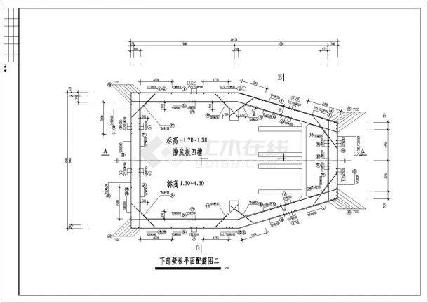 某地区道路沉井建筑CAD布置图-图二