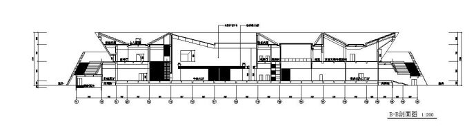河南某三层现代博物馆建筑施工图（含效果图模型）_图1