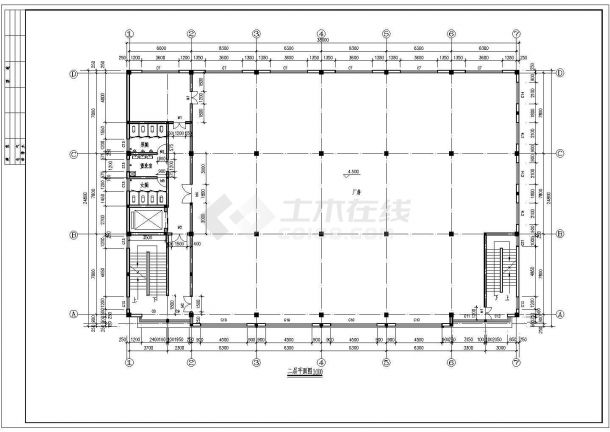 长38米 宽24.8米 4层局部5层3841.2平米框架结构资产经营管理公司厂房建筑设计施工图-图一