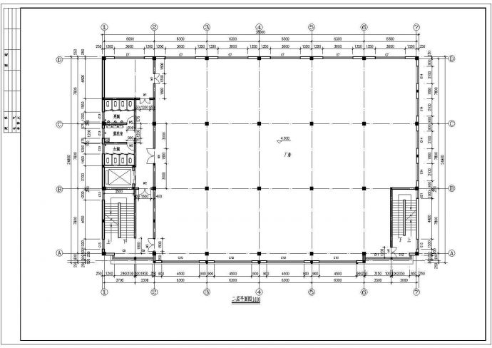长38米 宽24.8米 4层局部5层3841.2平米框架结构资产经营管理公司厂房建筑设计施工图_图1
