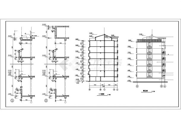 金华市团山花园小区六层砖混结构民居楼建筑设计CAD图纸（含架空层）-图一