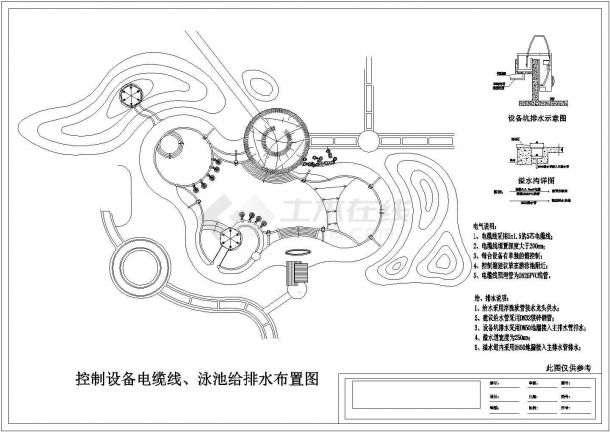 电气设计_游泳池控制设备电缆线布置CAD图-图二