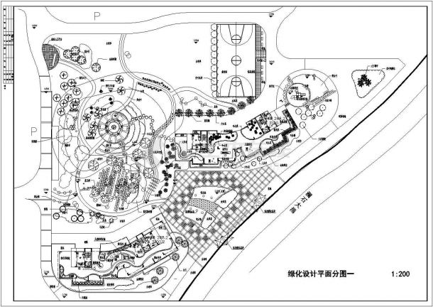 设计装修浙江省杭州市某小区绿化施工图-图一