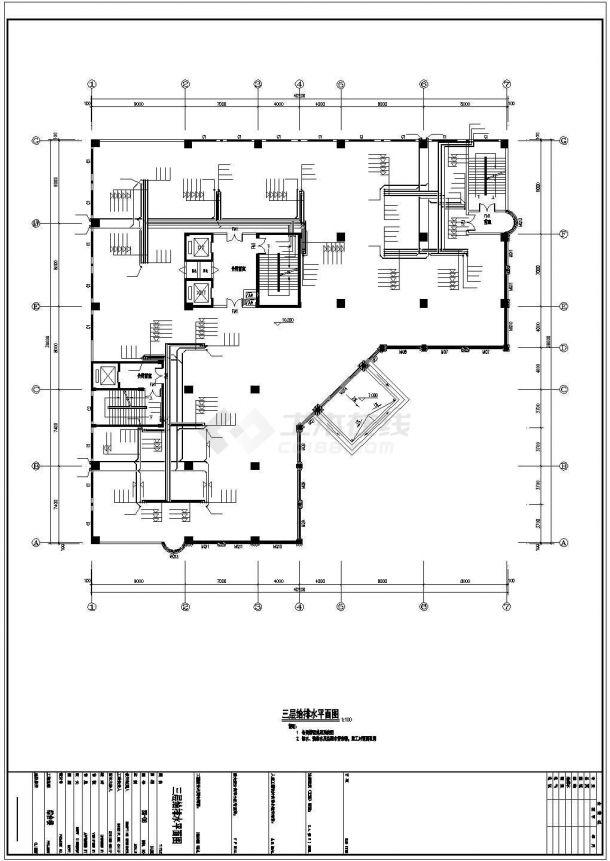 某酒店综合大楼给排水设计cad详细施工图（含设计说明，含消防设计）-图一