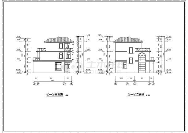 现代风格三层别墅CAD施工图-图一