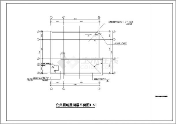 景区二层公厕建筑设计CAD图-图二