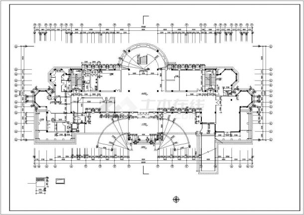 北京市劳动路某3+1层框混结构商务休闲会所提前建筑设计CAD图纸-图二