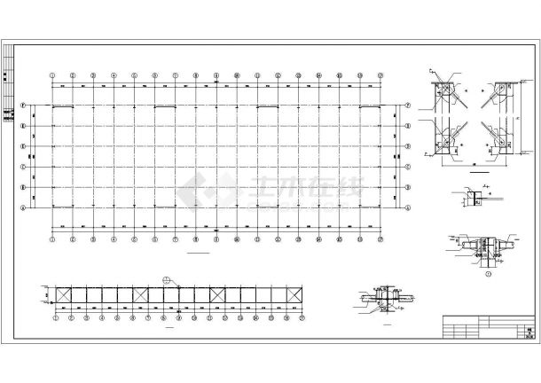 某单层轻钢结构厂房建筑设计方案CAD图纸-图二