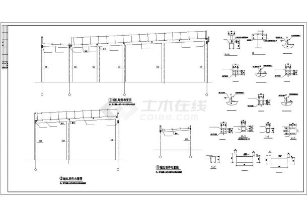 某钢混结构东风4S店建筑设计方案CAD图纸-图二